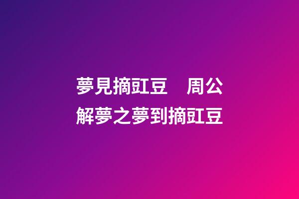 夢見摘豇豆　周公解夢之夢到摘豇豆